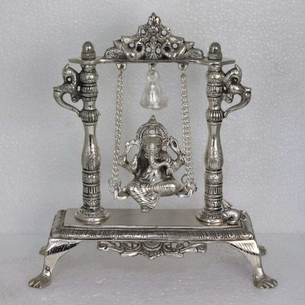 Metal Ganesh Jhula – Decorative Lord Ganesha Swing Figurine